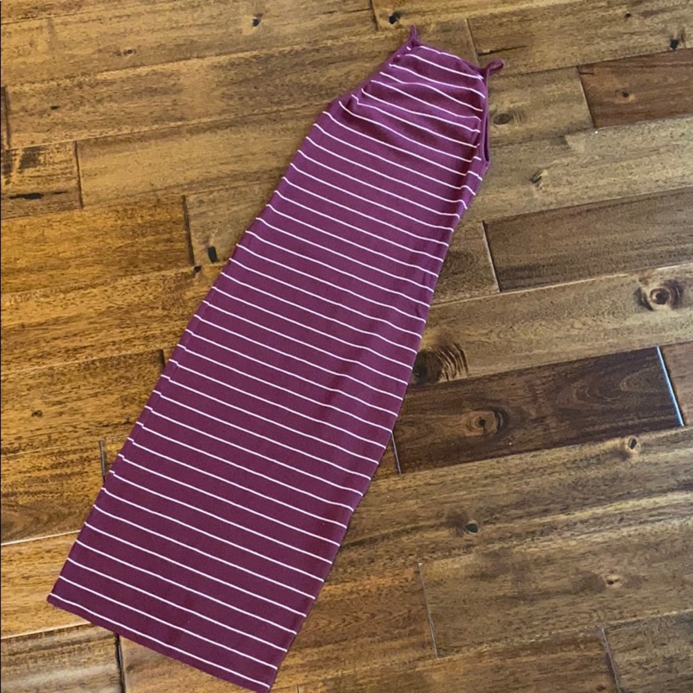 Midi stripe dress with spaghetti stripes